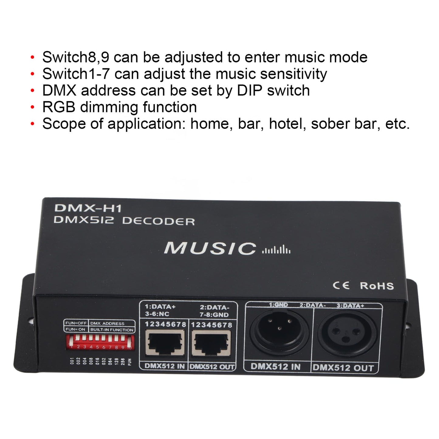 3 Channel DMX Decorder Adjustable RGB Dimming LED Decorder Controller for Bars Hotels Sober Bar4A V1294-YM0523-3114220004111