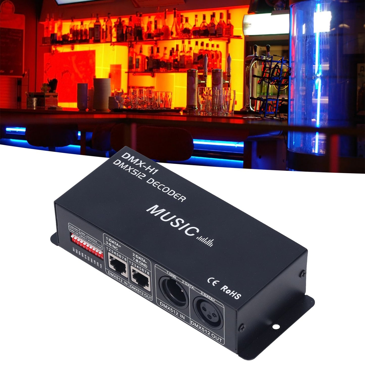 3 Channel DMX Decorder Adjustable RGB Dimming LED Decorder Controller for Bars Hotels Sober Bar8A V1294-YM0523-3114220004112