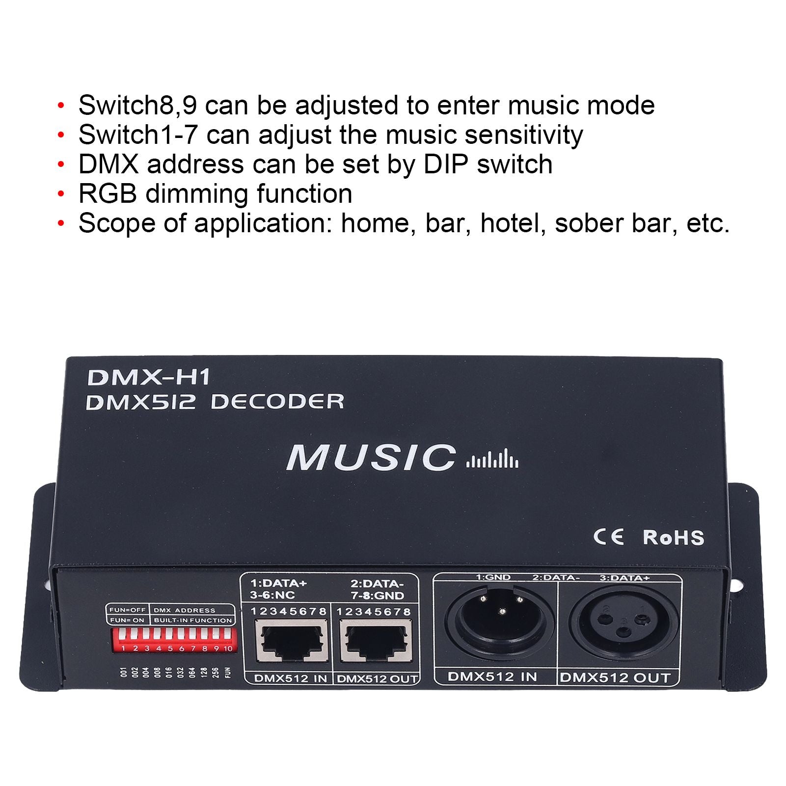 3 Channel DMX Decorder Adjustable RGB Dimming LED Decorder Controller for Bars Hotels Sober Bar8A V1294-YM0523-3114220004112