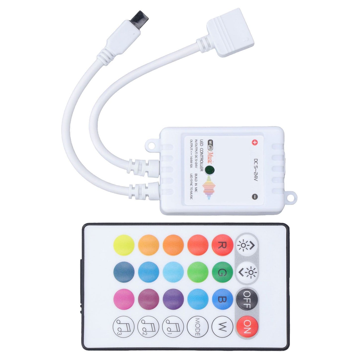 24 Keys Smart LED Remote Control RGB Wireless Controller 16 Colors 4 Light Patterns DC 5V-24V for Tuya4 Way V1294-YM0523-3114220004312