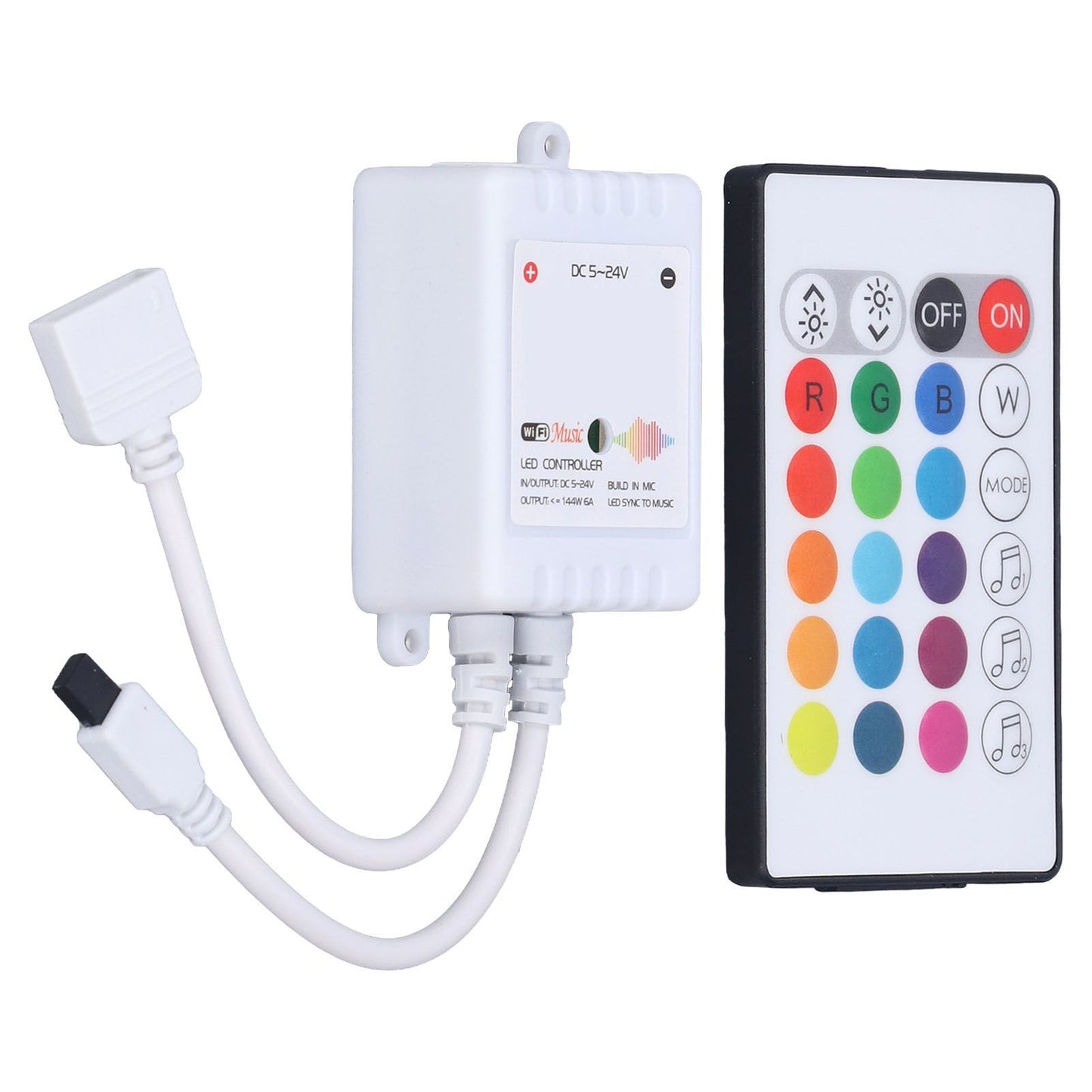 24 Keys Smart LED Remote Control RGB Wireless Controller 16 Colors 4 Light Patterns DC 5V-24V for Tuya4 Way V1294-YM0523-3114220004312