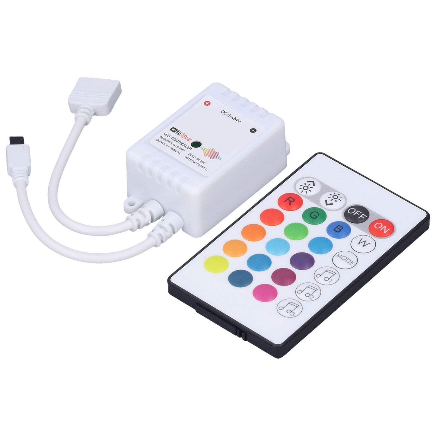 24 Keys Smart LED Remote Control RGB Wireless Controller 16 Colors 4 Light Patterns DC 5V-24V for Tuya4 Way V1294-YM0523-3114220004312