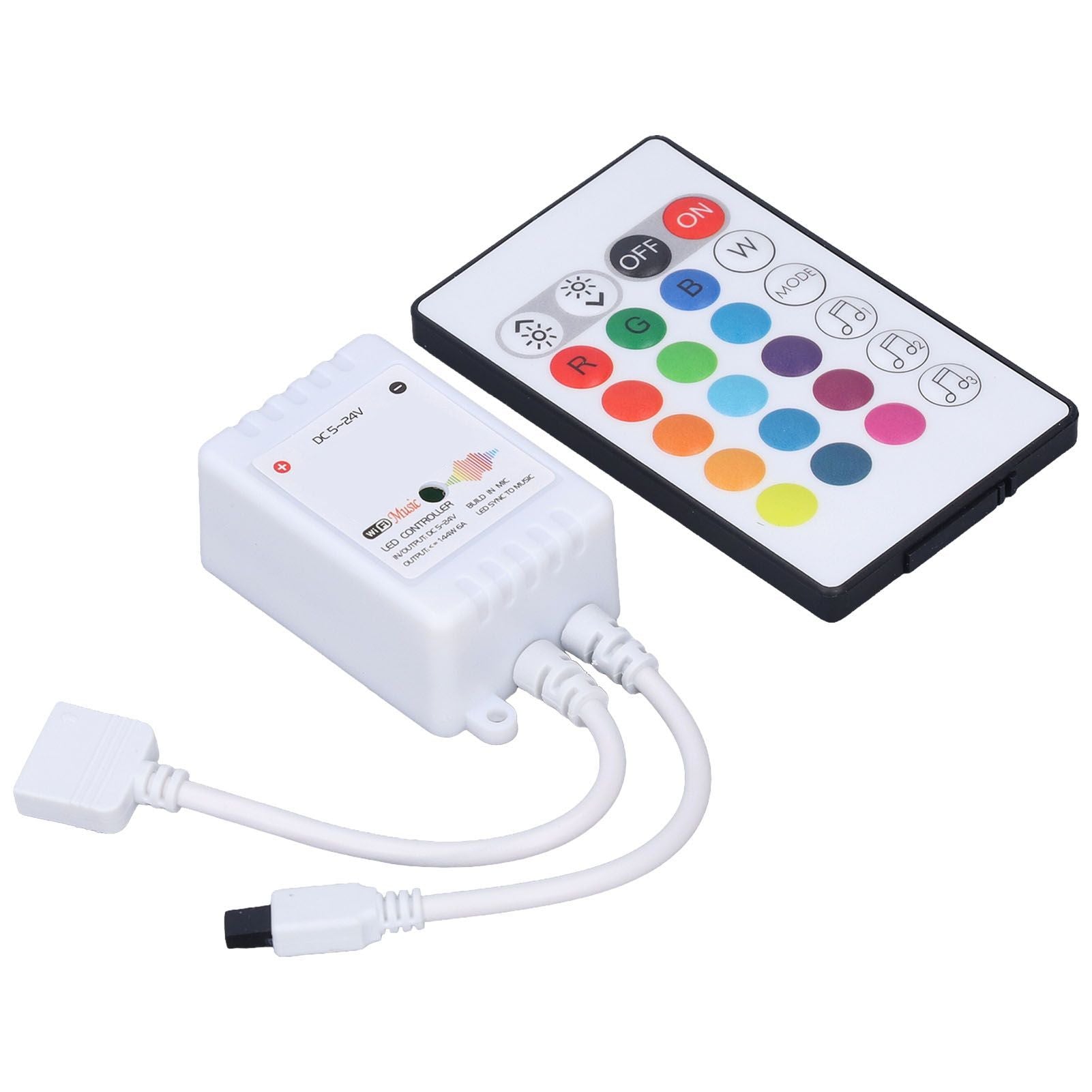 24 Keys Smart LED Remote Control RGB Wireless Controller 16 Colors 4 Light Patterns DC 5V-24V for Tuya4 Way V1294-YM0523-3114220004312