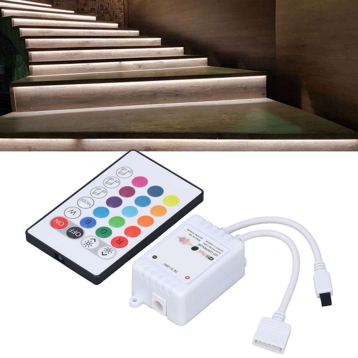 24 Keys Smart LED Remote Control RGB Wireless Controller 16 Colors 4 Light Patterns DC 5V-24V for Tuya4 Way V1294-YM0523-3114220004312