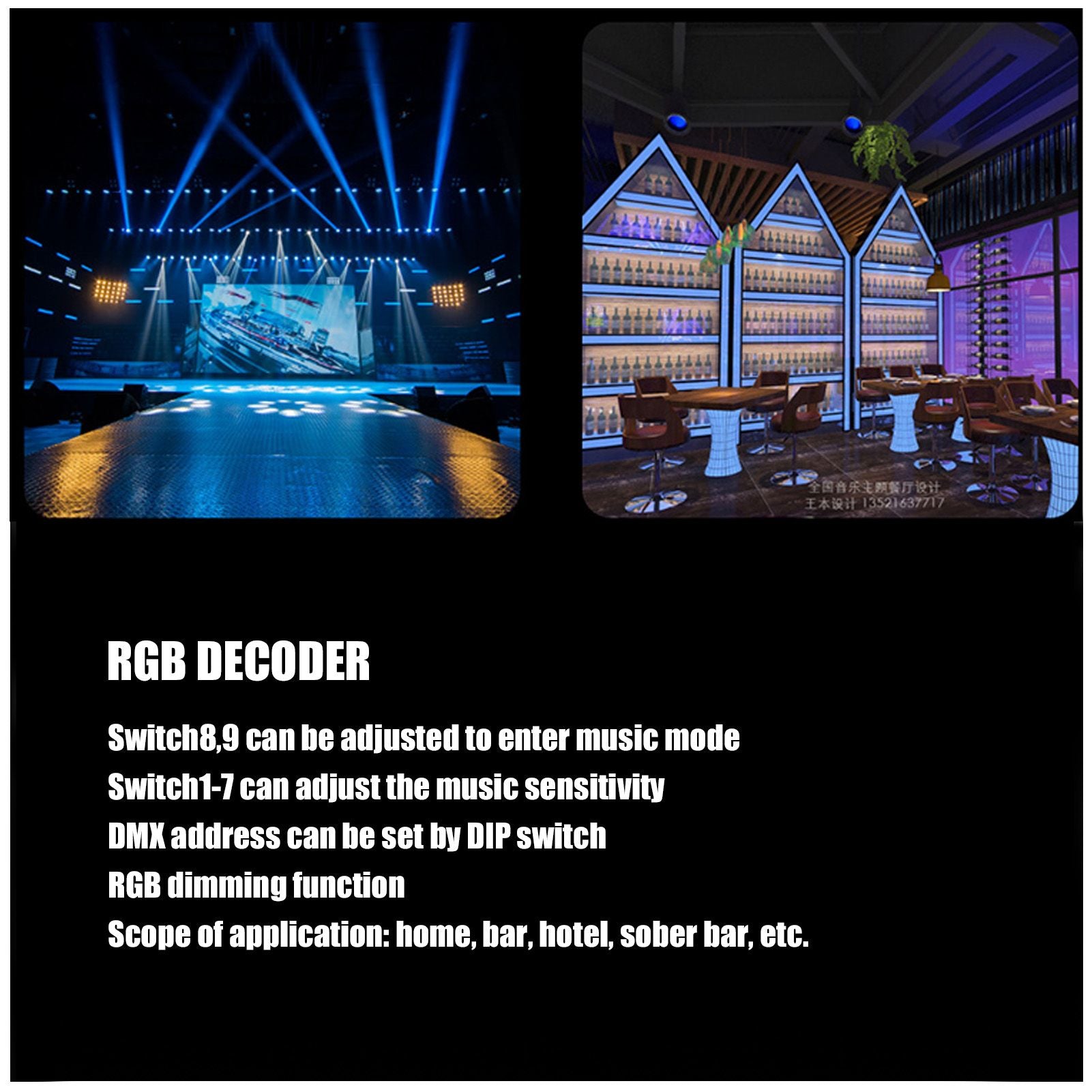 4 Channel DMX 512 Decorder Adjustable RGB Dimming LED Decorder Controller for Bars Hotels Sober Bars8A V1294-YM0523-3114220004912
