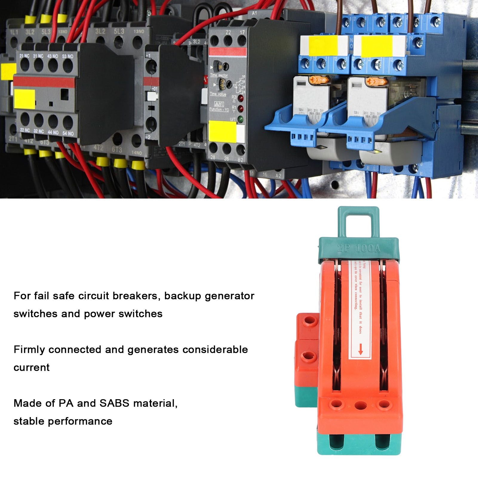 100A 2 Pole Double Throw Knife Switch Electrical Disconnect Knife Switch for Home Appliances V1294-YM0523-3114220005711