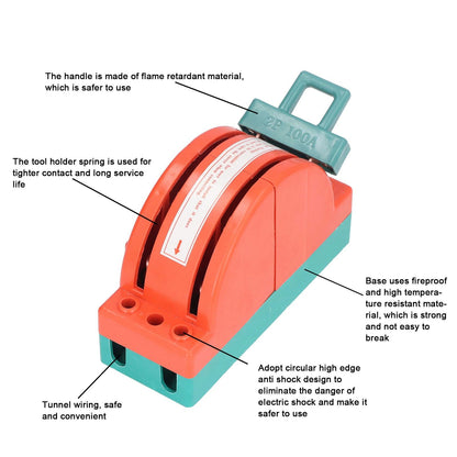 100A 2 Pole Double Throw Knife Switch Electrical Disconnect Knife Switch for Home Appliances V1294-YM0523-3114220005711