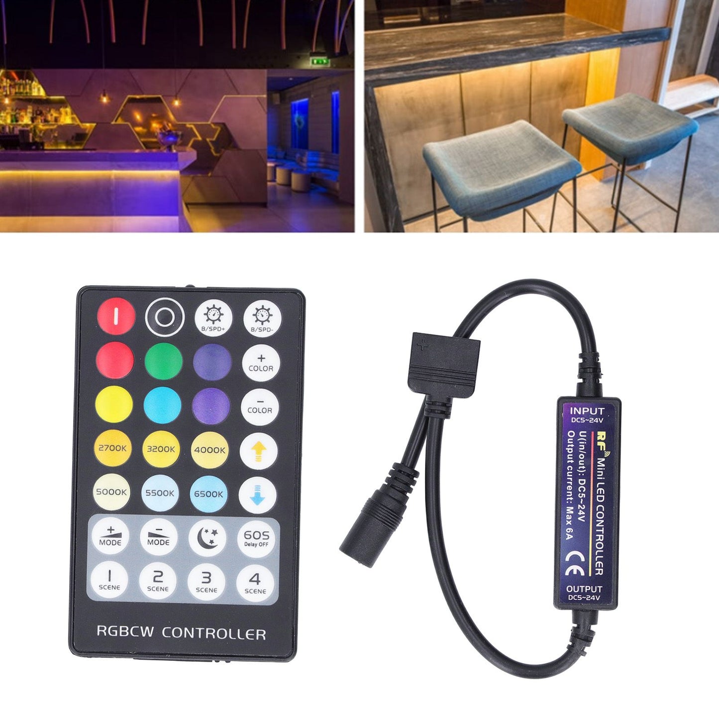 LED Controller Wireless RF 5 in 1 Mini Full Touch LED Light Bar 28 Keys RGB CCT Controller V1294-YM0523-3114220006711