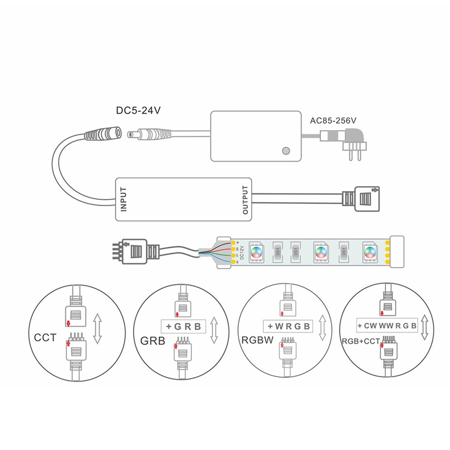 LED Controller Wireless RF 5 in 1 Mini Full Touch LED Light Bar 28 Keys RGB CCT Controller V1294-YM0523-3114220006711