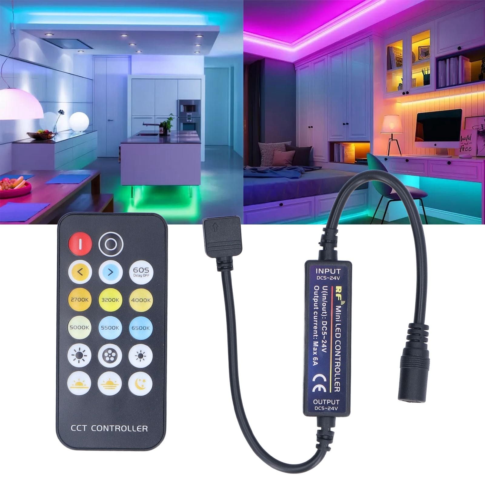 Mini RF Dimmer Controll LED Color Temperature Controller 17 Keys Strip Light Controller V1294-YM0523-3114220007111