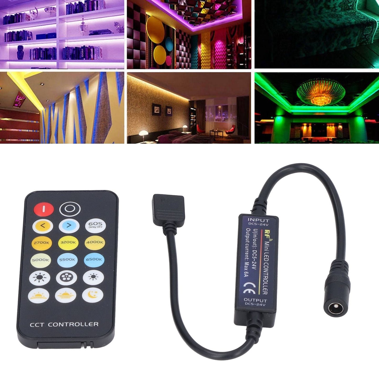 Mini RF Dimmer Controll LED Color Temperature Controller 17 Keys Strip Light Controller V1294-YM0523-3114220007111