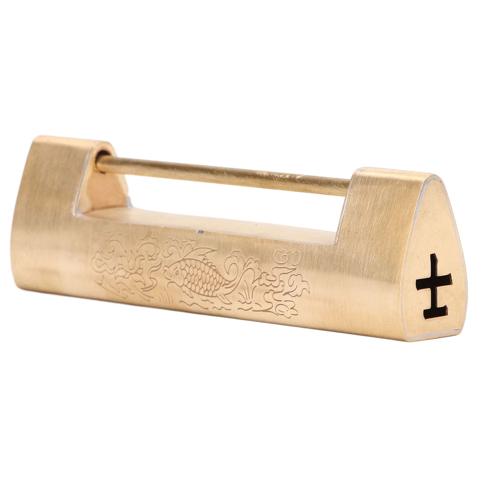 Brass Antique Padlock 8cm Spacing Delicate Chinese Old Style Jewelry Box Padlock with Key V1294-YM0523-3114220007811