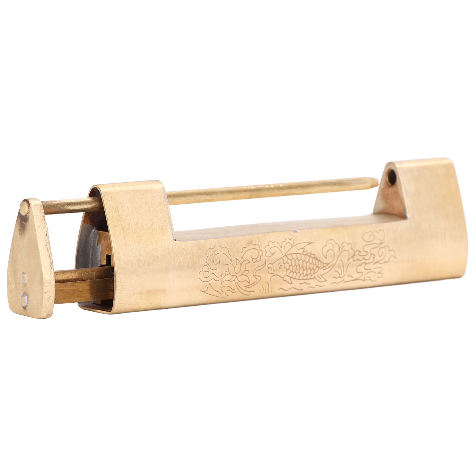 Brass Antique Padlock 8cm Spacing Delicate Chinese Old Style Jewelry Box Padlock with Key V1294-YM0523-3114220007811