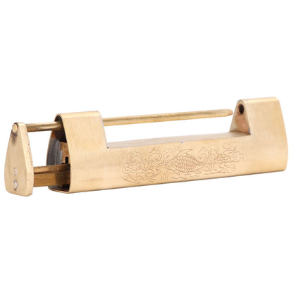 Brass Antique Padlock 8cm Spacing Delicate Chinese Old Style Jewelry Box Padlock with Key V1294-YM0523-3114220007811
