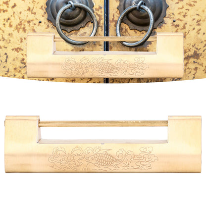 Brass Antique Padlock 8cm Spacing Delicate Chinese Old Style Jewelry Box Padlock with Key V1294-YM0523-3114220007811