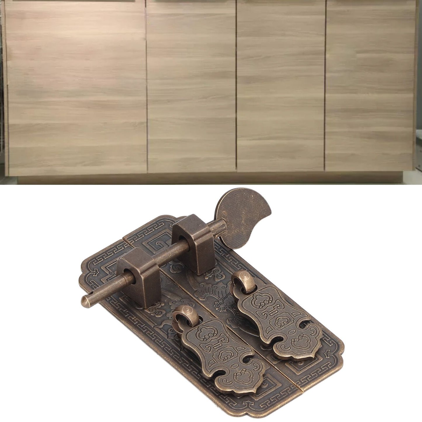Cabinet Faceplate Brass Material Bronze Auspicious Bat Pattern Retro Chinese Cabinet Handles for Wardrobes V1294-YM0523-3114220008111