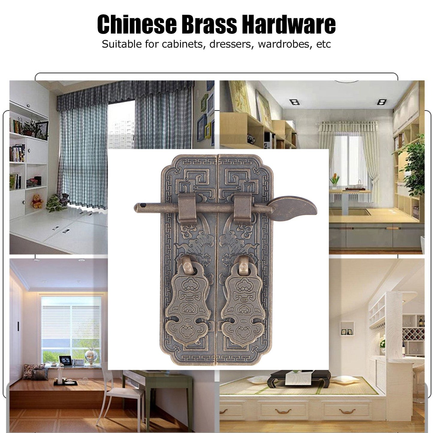 Cabinet Faceplate Brass Material Bronze Auspicious Bat Pattern Retro Chinese Cabinet Handles for Wardrobes V1294-YM0523-3114220008111