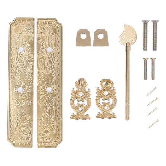 Cabinet Faceplate Brass Material Elegant Retro Botanical Pattern Decorative Chinese Antique Cabinet Handles V1294-YM0523-3114220008311