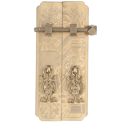 Cabinet Faceplate Retro Style Brass Material Landscape Character Pattern Decorative Cabinet Handles for V1294-YM0523-3114220008411