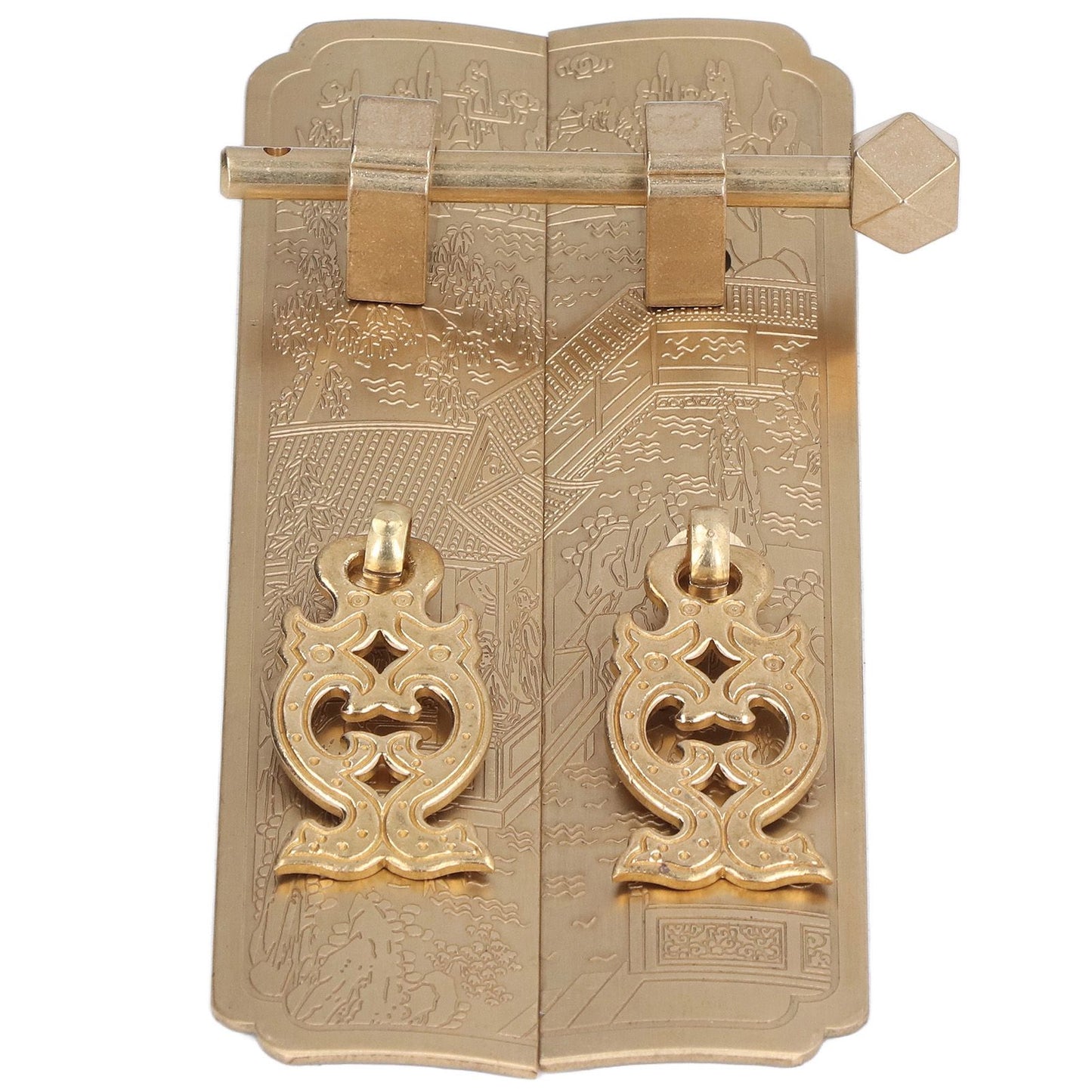 Cabinet Faceplate Retro Style Brass Material Landscape Character Pattern Decorative Cabinet Handles for V1294-YM0523-3114220008411