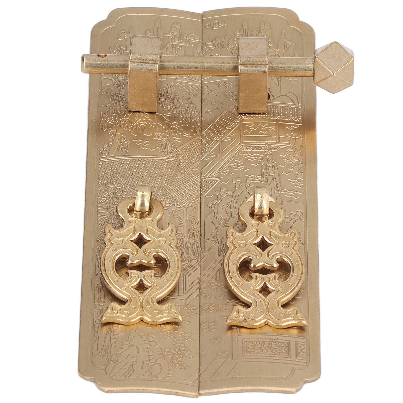Cabinet Faceplate Retro Style Brass Material Landscape Character Pattern Decorative Cabinet Handles for V1294-YM0523-3114220008411