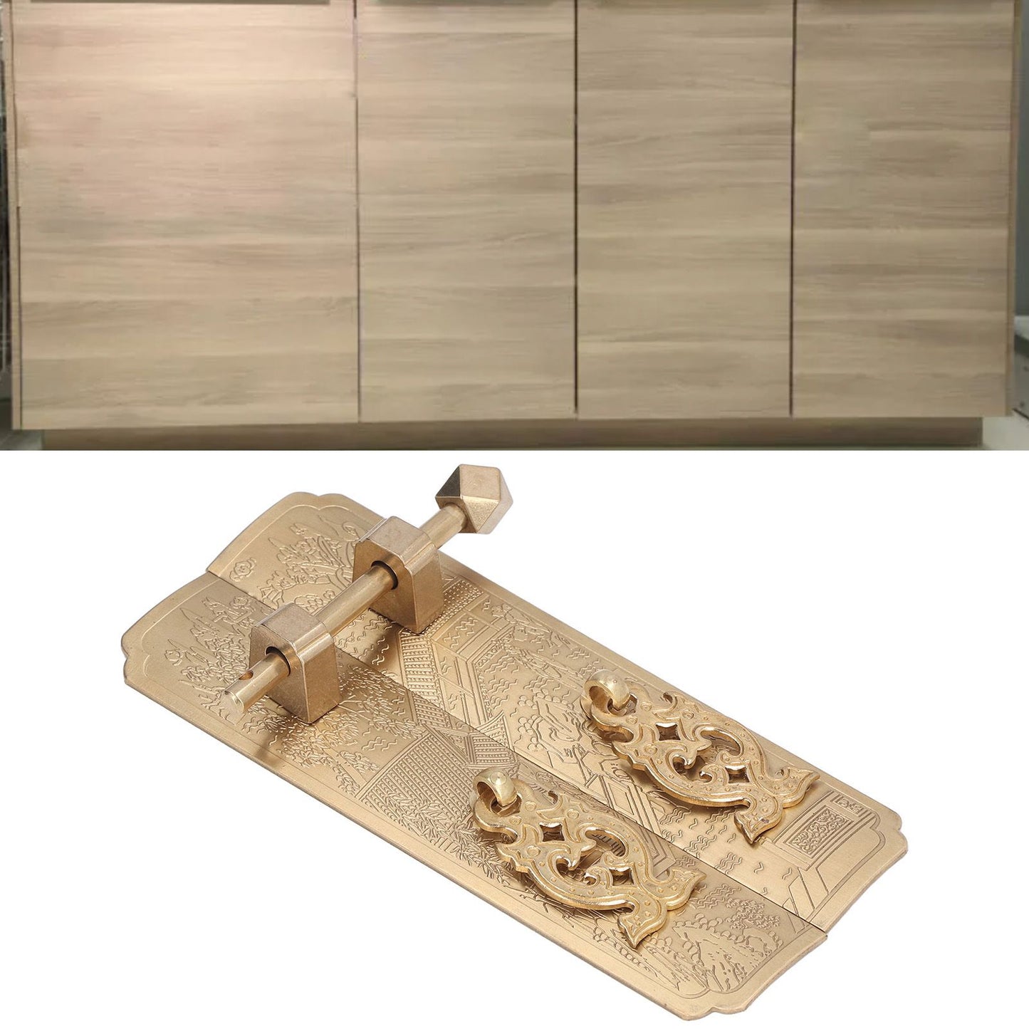 Cabinet Faceplate Retro Style Brass Material Landscape Character Pattern Decorative Cabinet Handles for V1294-YM0523-3114220008411