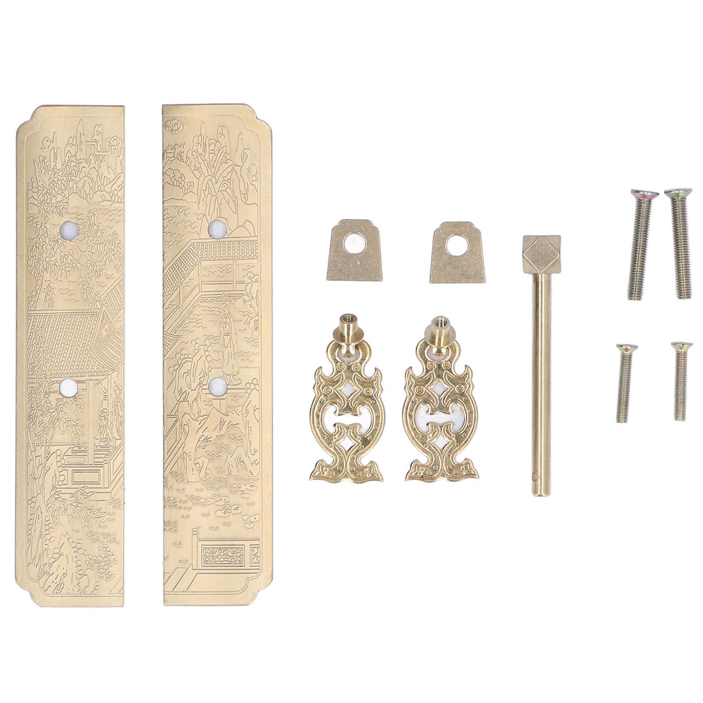 Cabinet Faceplate Retro Style Brass Material Landscape Character Pattern Decorative Cabinet Handles for V1294-YM0523-3114220008411