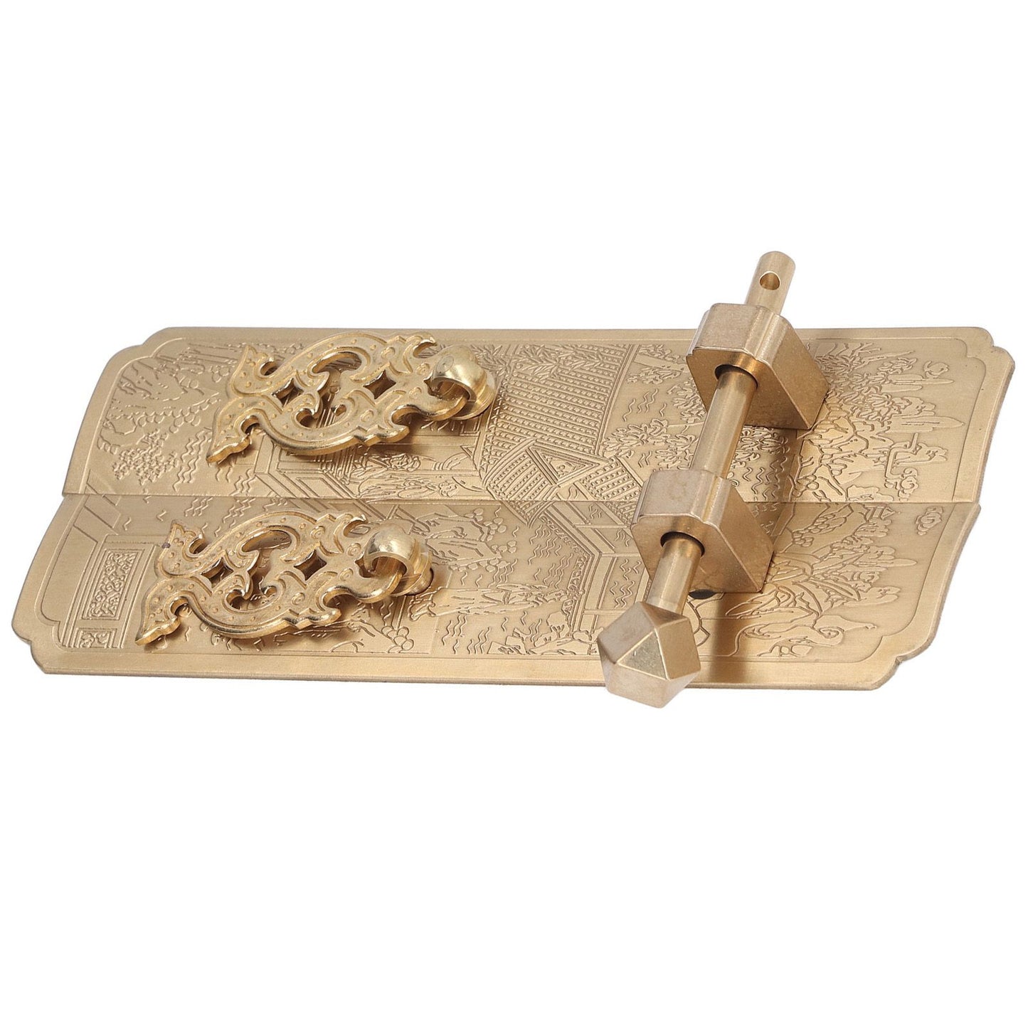 Cabinet Faceplate Retro Style Brass Material Landscape Character Pattern Decorative Cabinet Handles for V1294-YM0523-3114220008411