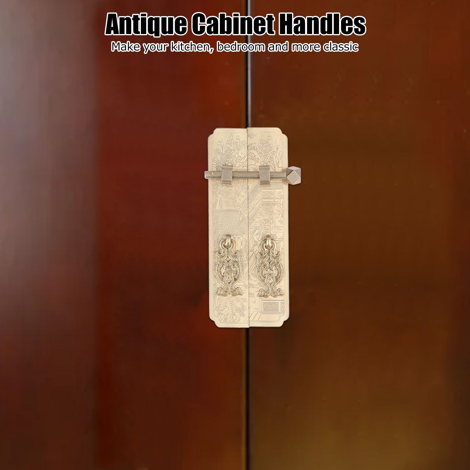 Cabinet Faceplate Retro Style Brass Material Landscape Character Pattern Decorative Cabinet Handles for V1294-YM0523-3114220008411