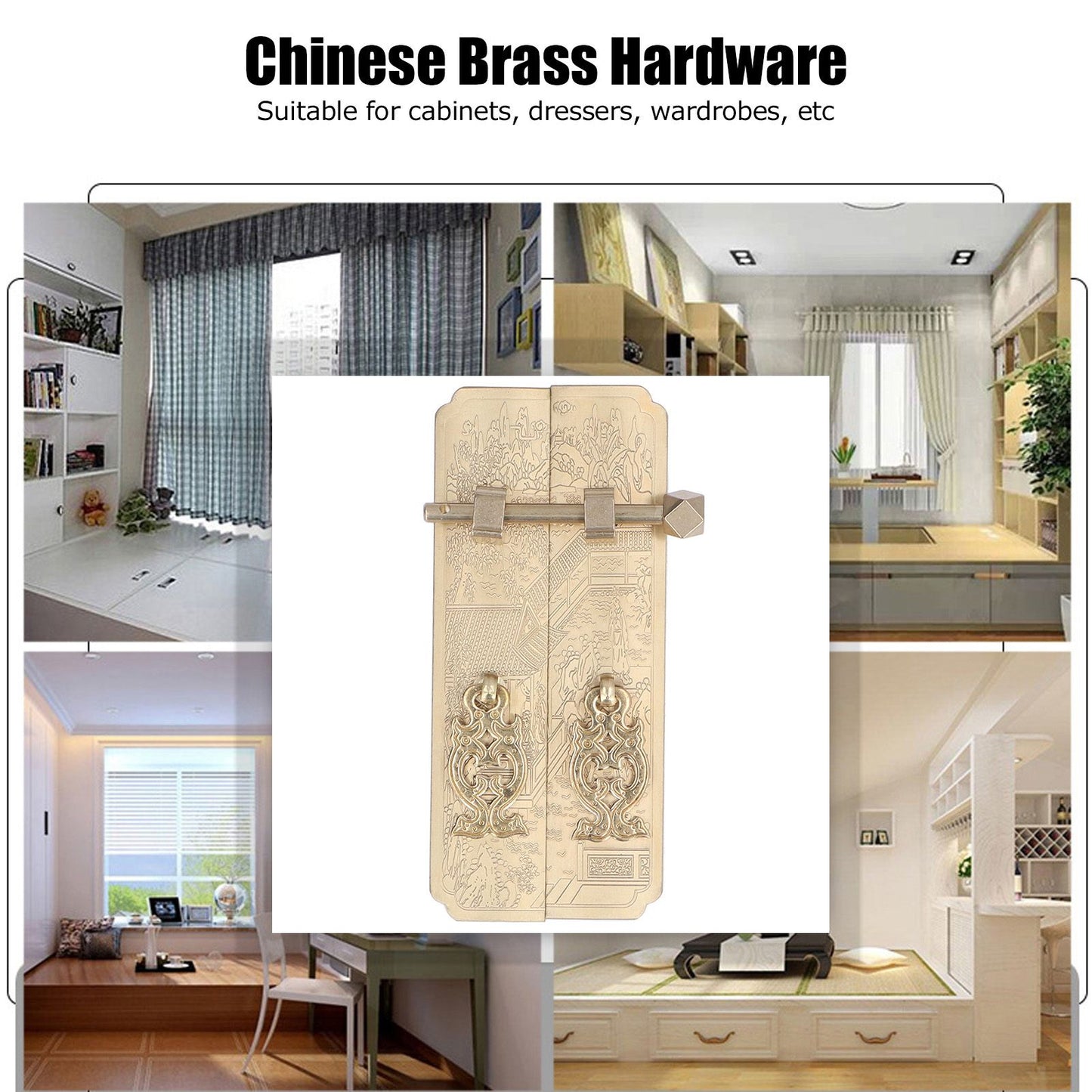 Cabinet Faceplate Retro Style Brass Material Landscape Character Pattern Decorative Cabinet Handles for V1294-YM0523-3114220008411