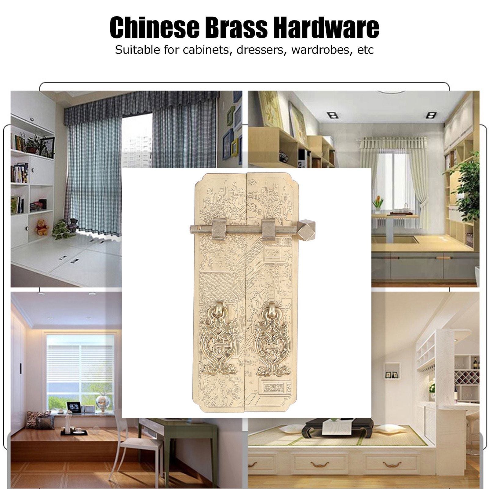 Cabinet Faceplate Retro Style Brass Material Landscape Character Pattern Decorative Cabinet Handles for V1294-YM0523-3114220008411