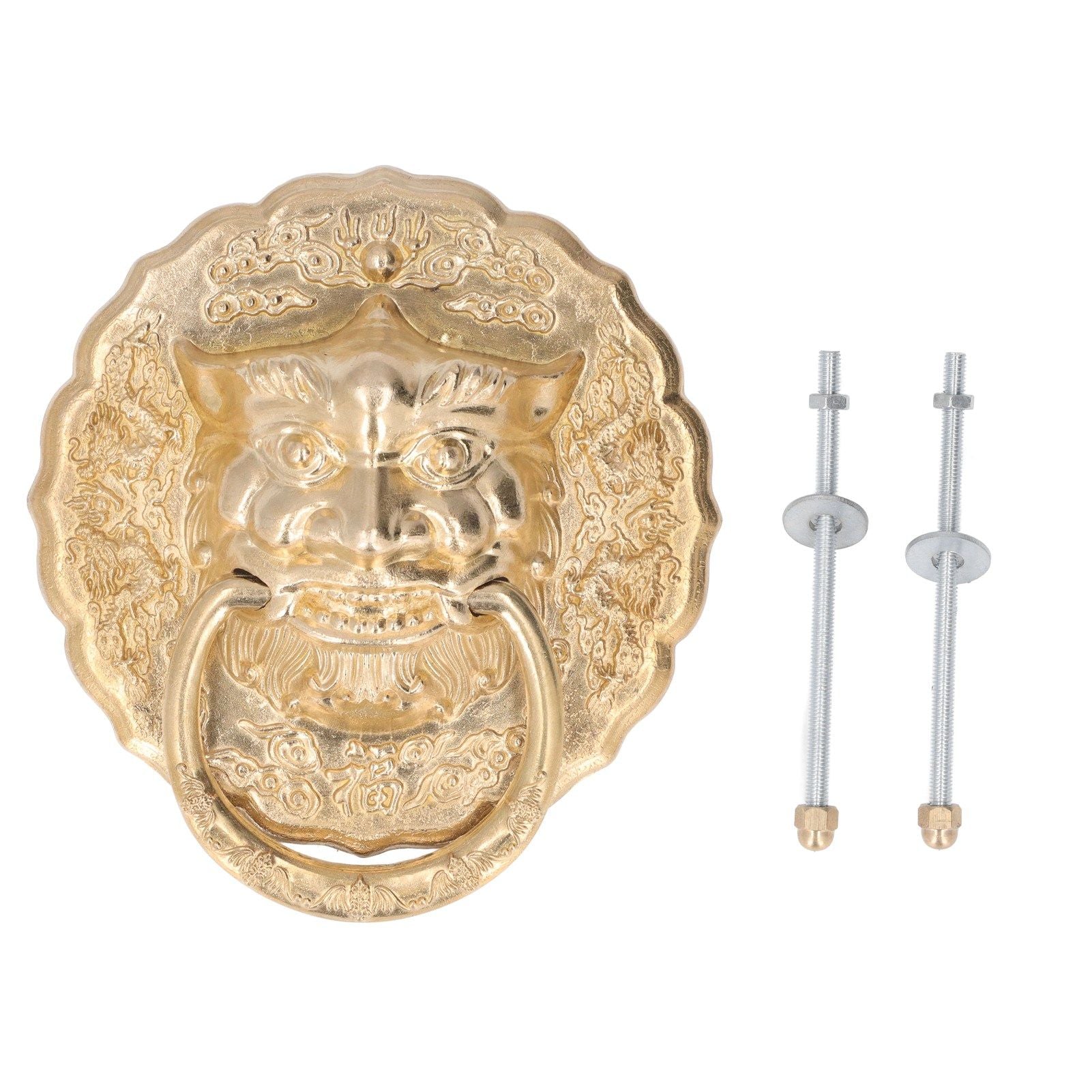 Door Knocker Brass Material Bronze Collision Resistance Chinese Animal Head Pull Ring for Wooden Door V1294-YM0523-3114220008611