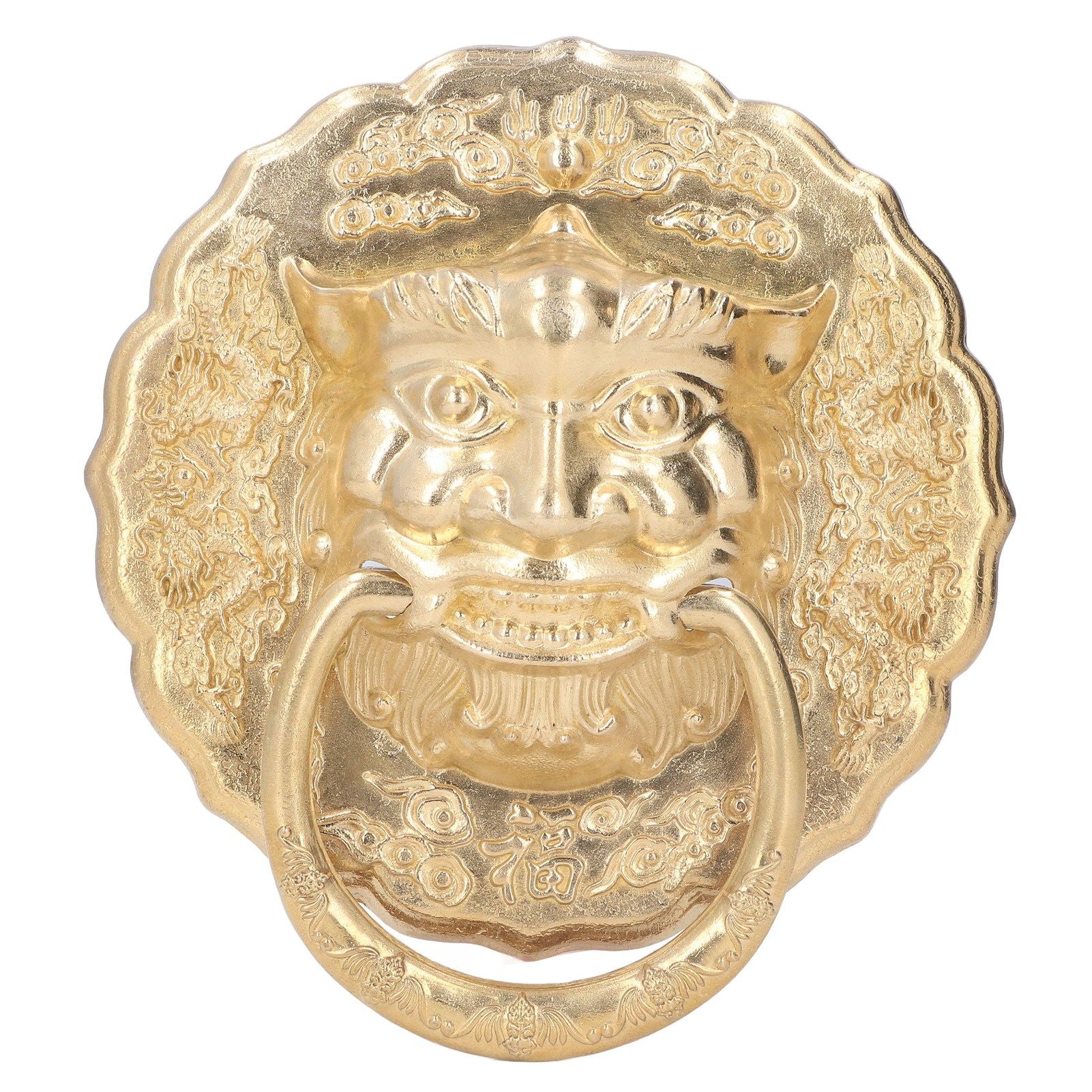 Door Knocker Brass Material Bronze Collision Resistance Chinese Animal Head Pull Ring for Wooden Door V1294-YM0523-3114220008611