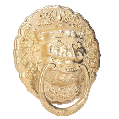 Door Knocker Brass Material Bronze Collision Resistance Chinese Animal Head Pull Ring for Wooden Door V1294-YM0523-3114220008611