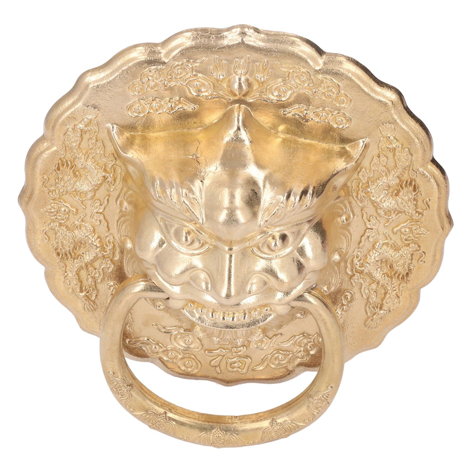 Door Knocker Brass Material Bronze Collision Resistance Chinese Animal Head Pull Ring for Wooden Door V1294-YM0523-3114220008611