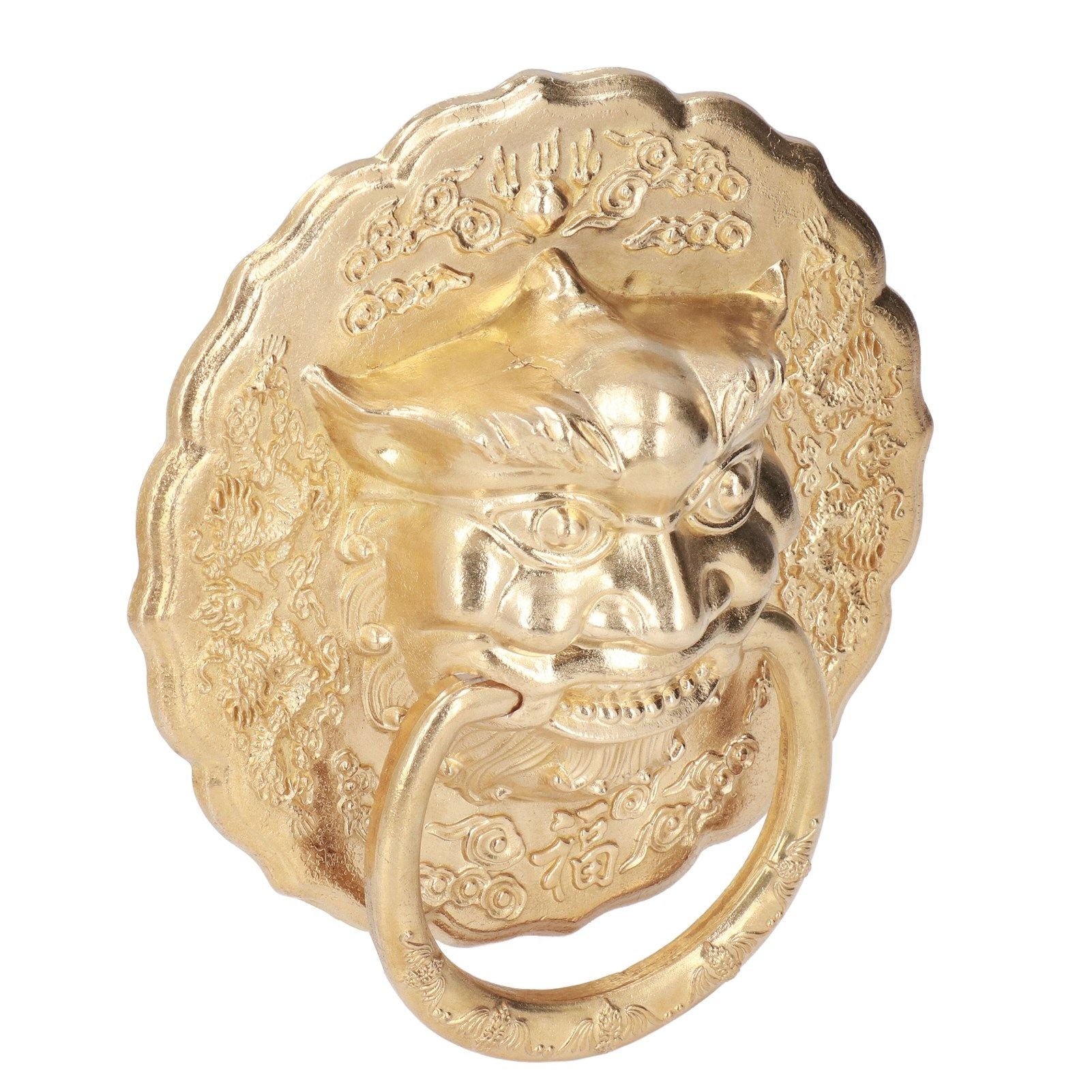 Door Knocker Brass Material Bronze Collision Resistance Chinese Animal Head Pull Ring for Wooden Door V1294-YM0523-3114220008611