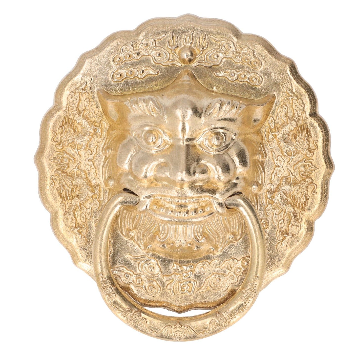 Door Knocker Brass Material Bronze Collision Resistance Chinese Animal Head Pull Ring for Wooden Door V1294-YM0523-3114220008611