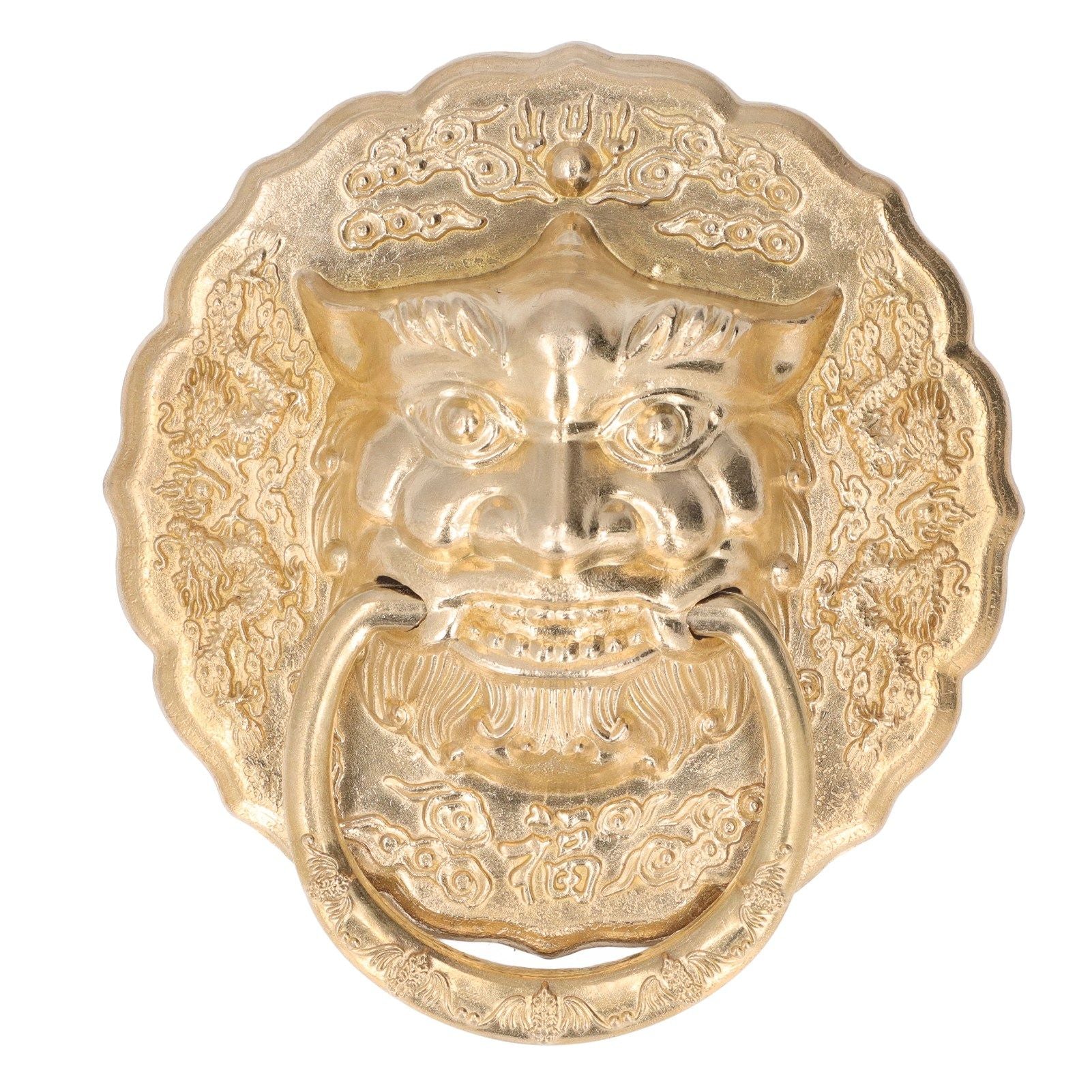 Door Knocker Brass Material Bronze Collision Resistance Chinese Animal Head Pull Ring for Wooden Door V1294-YM0523-3114220008611