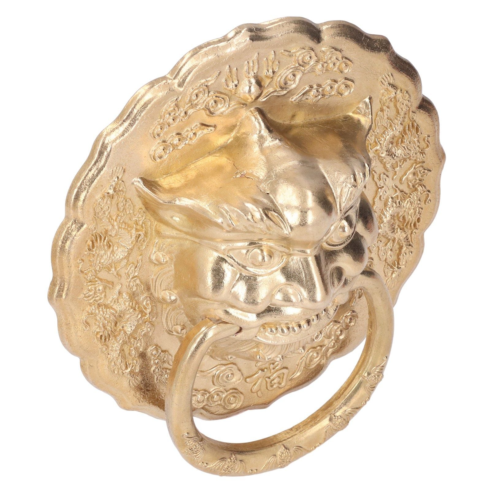 Door Knocker Brass Material Bronze Collision Resistance Chinese Animal Head Pull Ring for Wooden Door V1294-YM0523-3114220008611