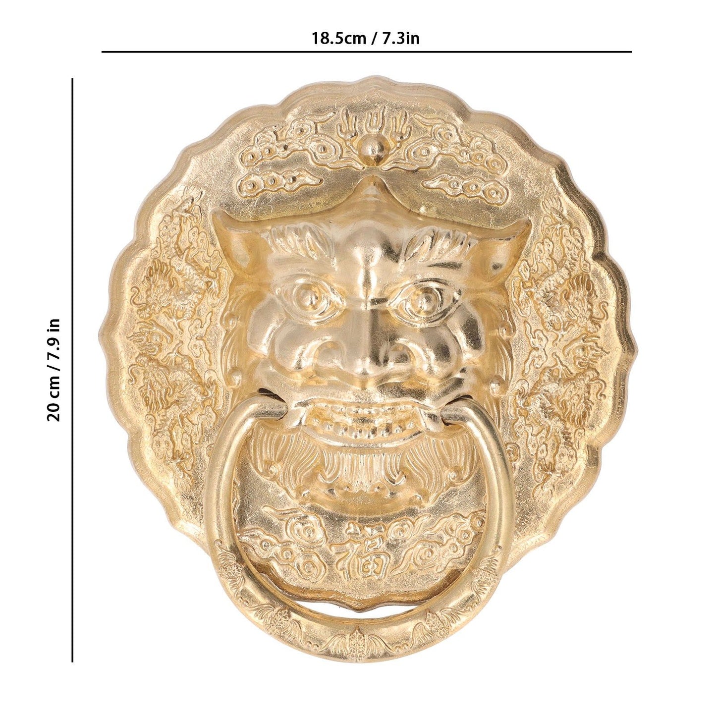 Door Knocker Brass Material Bronze Collision Resistance Chinese Animal Head Pull Ring for Wooden Door V1294-YM0523-3114220008611