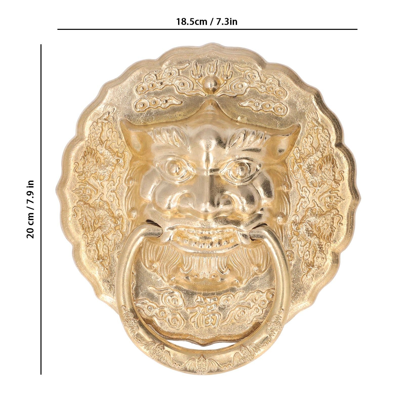 Door Knocker Brass Material Bronze Collision Resistance Chinese Animal Head Pull Ring for Wooden Door V1294-YM0523-3114220008611