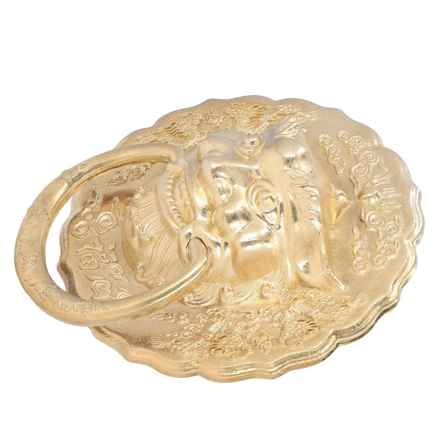 Door Knocker Brass Material Bronze Collision Resistance Chinese Animal Head Pull Ring for Wooden Door V1294-YM0523-3114220008611