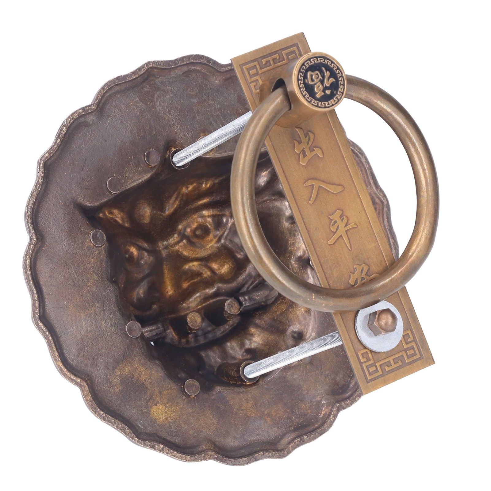 Door Knocker Brass Material 2 Sided Installation Heavy Duty Pull Bronze Chinese Antique Door Pull Ring for V1294-YM0523-3114220008811
