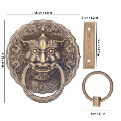 Door Knocker Brass Material 2 Sided Installation Heavy Duty Pull Bronze Chinese Antique Door Pull Ring for V1294-YM0523-3114220008811