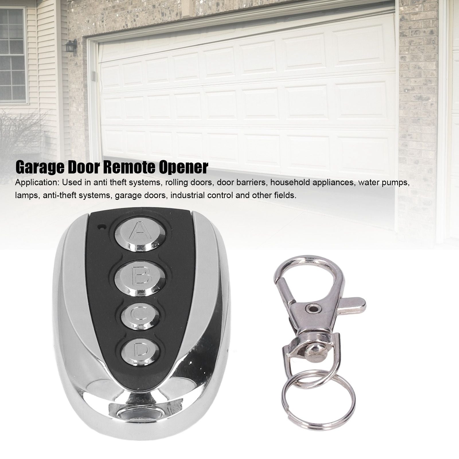 Garage Door Remote Control Opener 433MHz 4 Buttons Anti Theft with Key Chain for Curtain Doors Security System V1294-YM0523-3114220010211