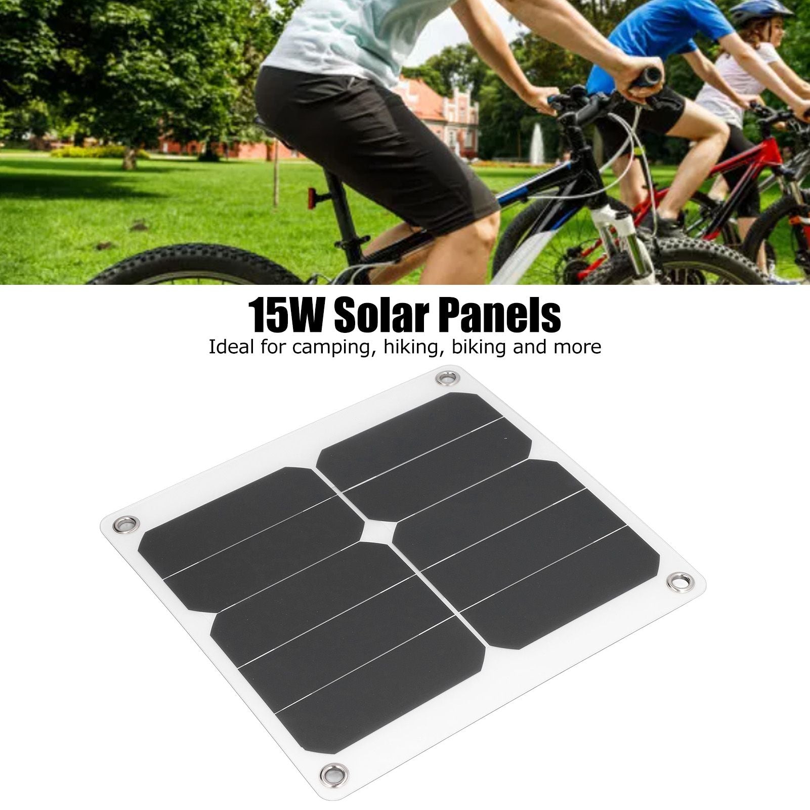 15W Solar Panels USB High Conversion Efficiency Light 5V Portable Solar Power Bank for Camping Hiking Biking V1294-YM0523-3114220010811