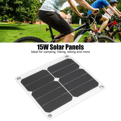 15W Solar Panels USB High Conversion Efficiency Light 5V Portable Solar Power Bank for Camping Hiking Biking V1294-YM0523-3114220010811