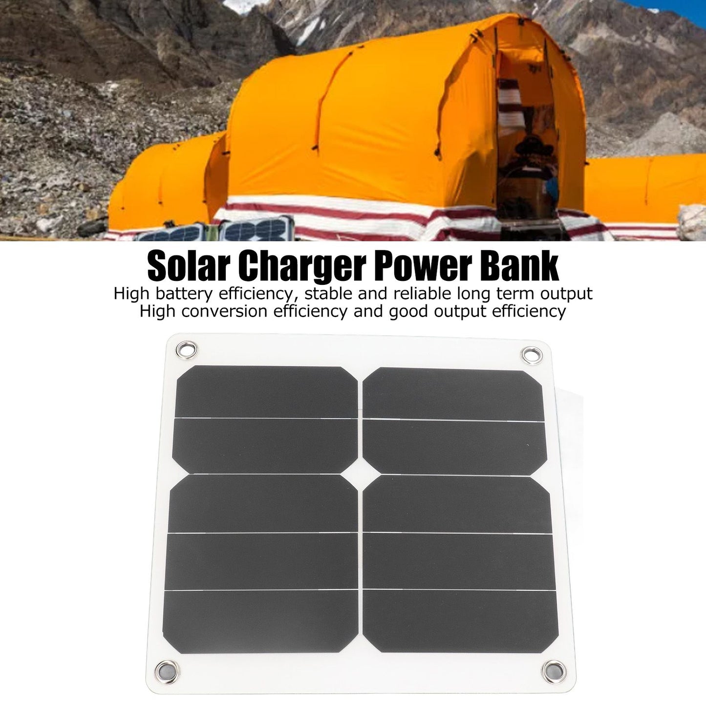 15W Solar Panels USB High Conversion Efficiency Light 5V Portable Solar Power Bank for Camping Hiking Biking V1294-YM0523-3114220010811