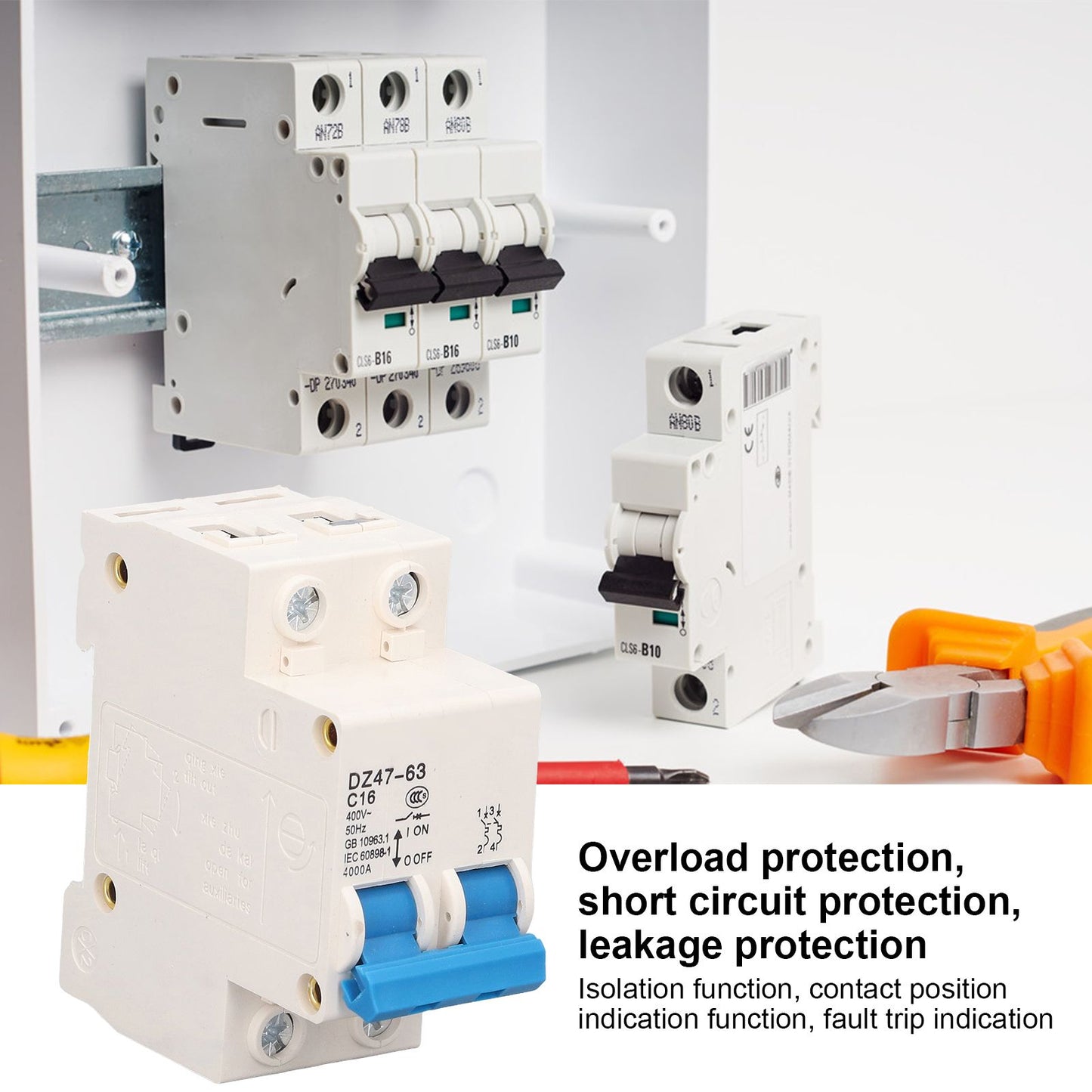 2P Miniature Circuit Breaker Multiple Protection Functions High Safety 16A 220V Circuit Leakage Breaker for V1294-YM0523-3114220011311