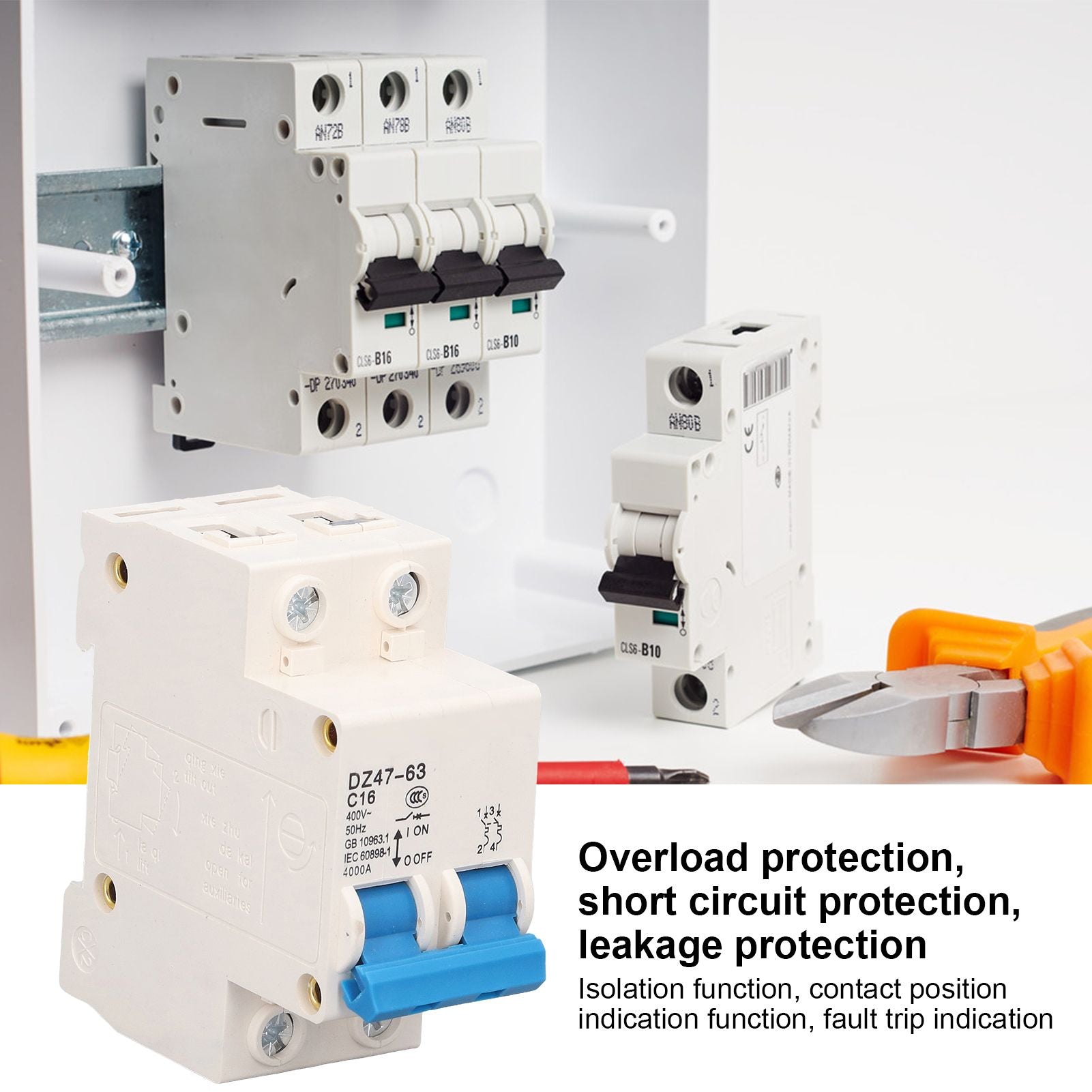 2P Miniature Circuit Breaker Multiple Protection Functions High Safety 16A 220V Circuit Leakage Breaker for V1294-YM0523-3114220011311